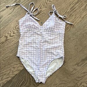 Purple plaid one piece swim